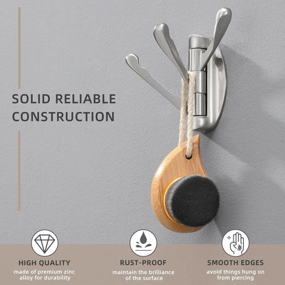 Angle Simple Bathroom Towel Hook Swivel, Robe Coat Hanger, Brushed Nickel