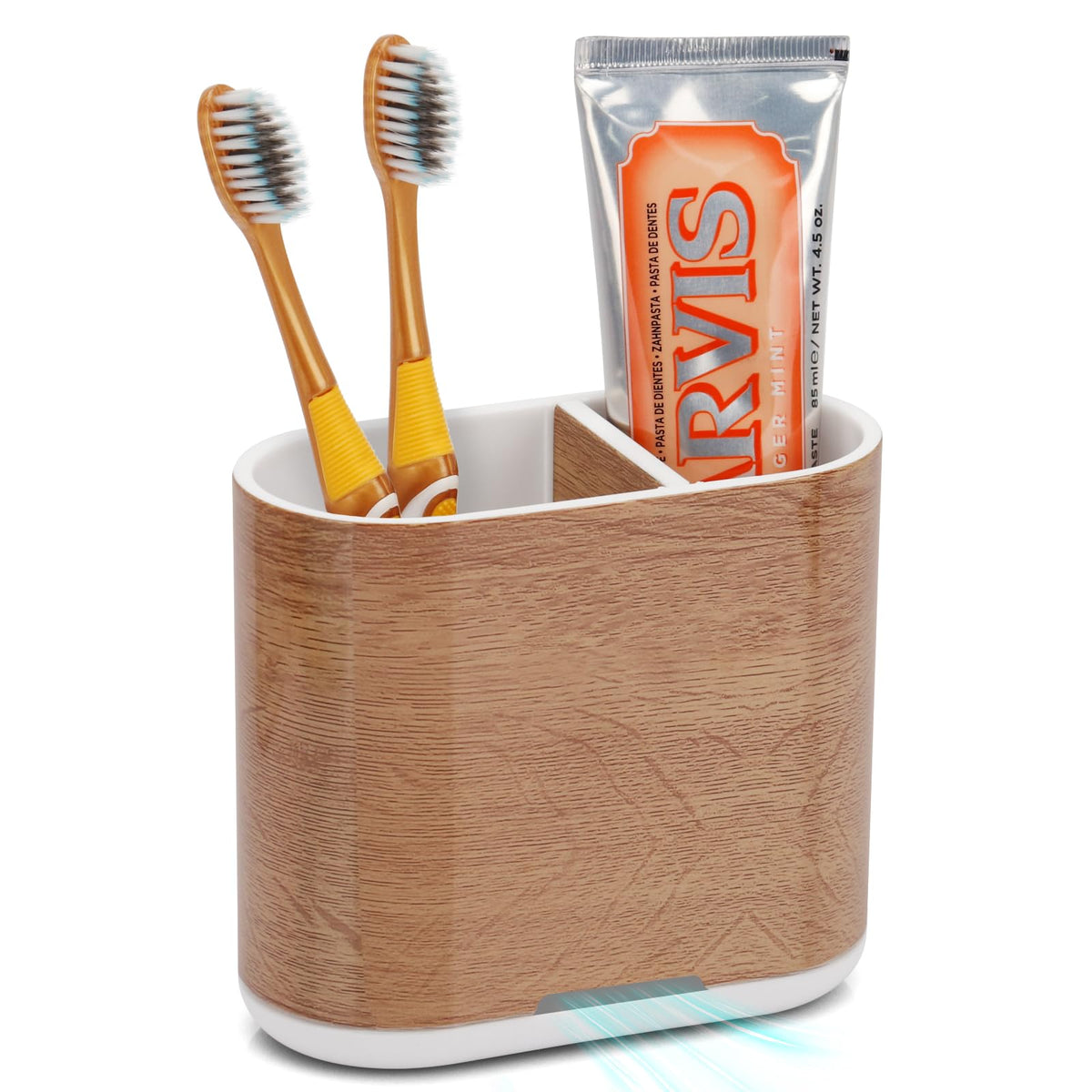 Bamboo Toothbrush Holder for Bathrooms Toothpaste Organizer, Small, Black