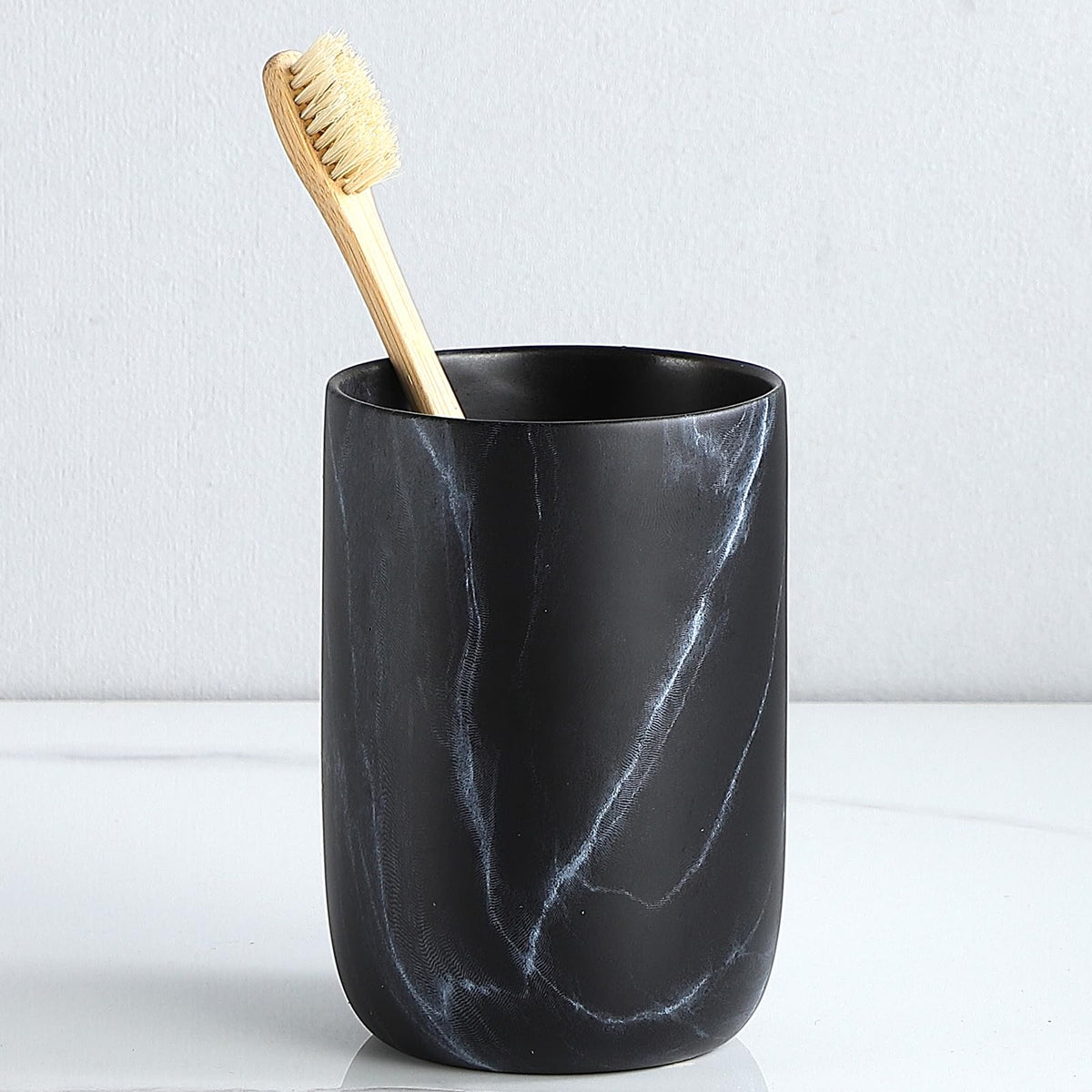 Toothbrush Holders for Bathrooms - 2 Cups Ceramic Toothbrush Toothpaste Holders Set, White Bathroom Tumbler Cups Reusable Toothbrush Mouthwash Cup, Bathroom Counter Organizer