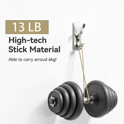 pickpiff Brush Nickel Self-Adhesive Hook, 13LB Hanger for Coat/Towel, 4 Pcs