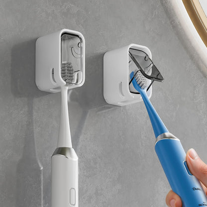MOPMS Single Slot Toothbrush Holders Wall Mounted with Cover for Bathrooms
