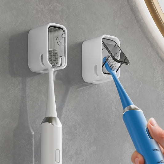 MOPMS Single Slot Toothbrush Holders Wall Mounted with Cover for Bathrooms