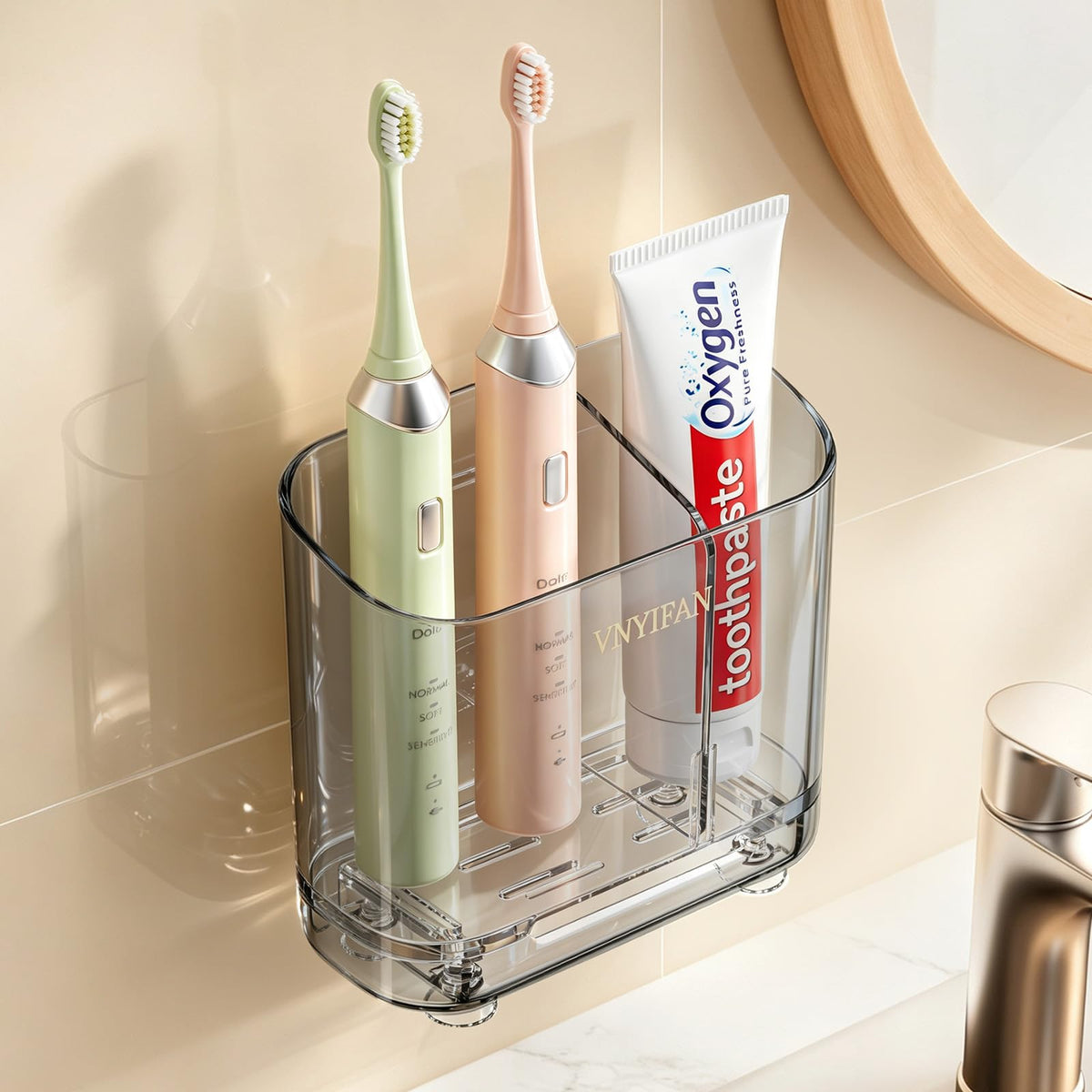 2 Slots Electric Toothbrush Holders Wall Mounted for Bathrooms