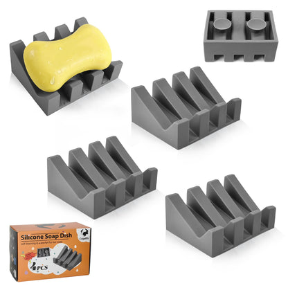 Soap Dish Holder for Shower with Suction Cup, Silicone Soap Holder & Saver Self-Draining Bar Soap Dish Keeps Soap Dry for Bathroom, Kitchen, Bathtub, Extends Soap Life (White-1Pack)