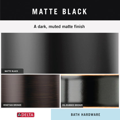 Delta Single Towel Hook for Bathroom or Kitchen| Matte Black | Trinsic Accessories