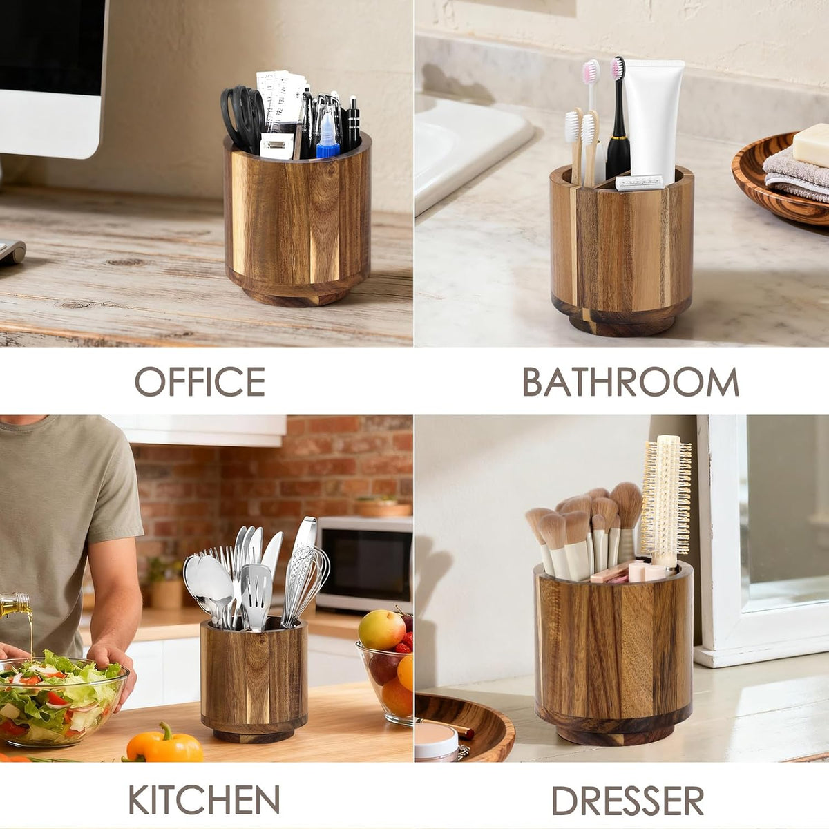 Toothbrush Holder for Bathrooms,Toothbrush Holders,Acacia Wood