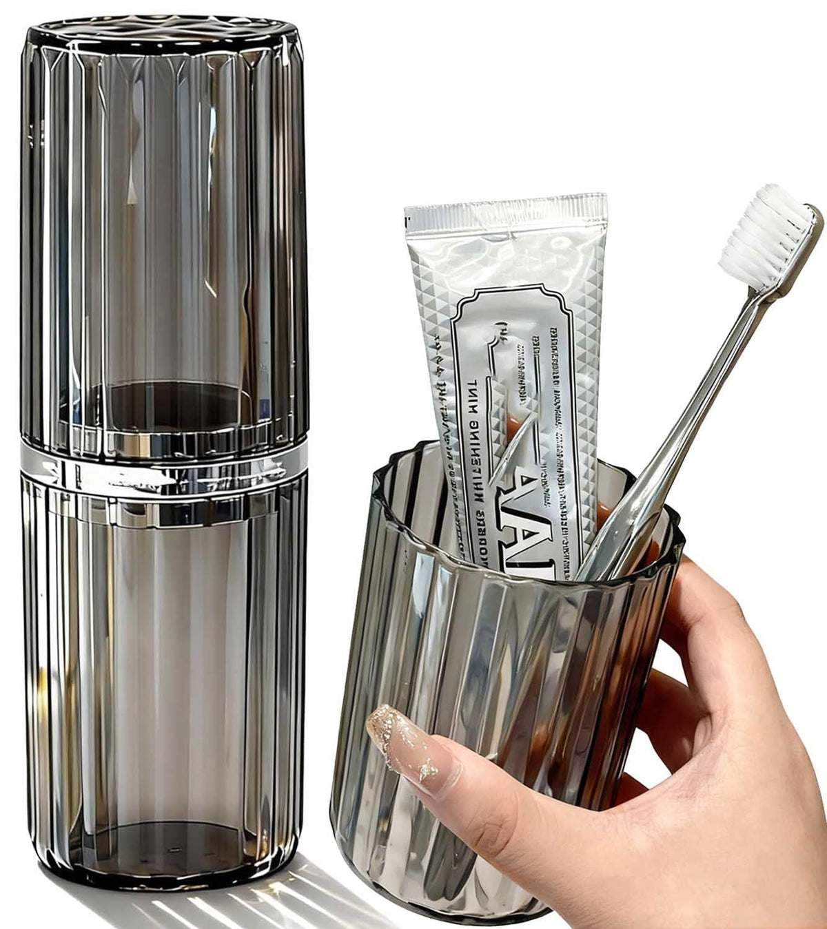Large Toothbrush Travel Case 2 in 1 Toothbrush Holder and Rinse Cup