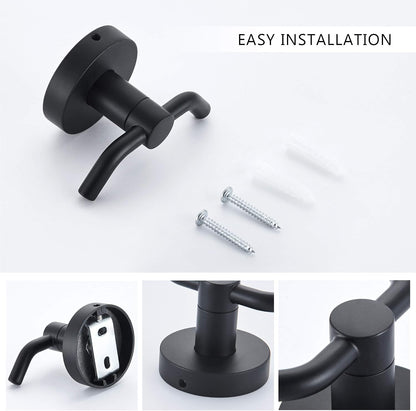 MARMOLUX ACC - Black Bathroom Hooks for Towels | Modern Black Hooks, Double Robe & Towel Hooks Ideal as Bathroom Towel Holder, Shower Wall, Kitchen Hand Towel Holder - Shower Hook