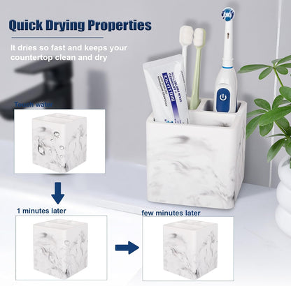 Diatomite Toothbrush Holders Tooth Brush Organizer - Marble White