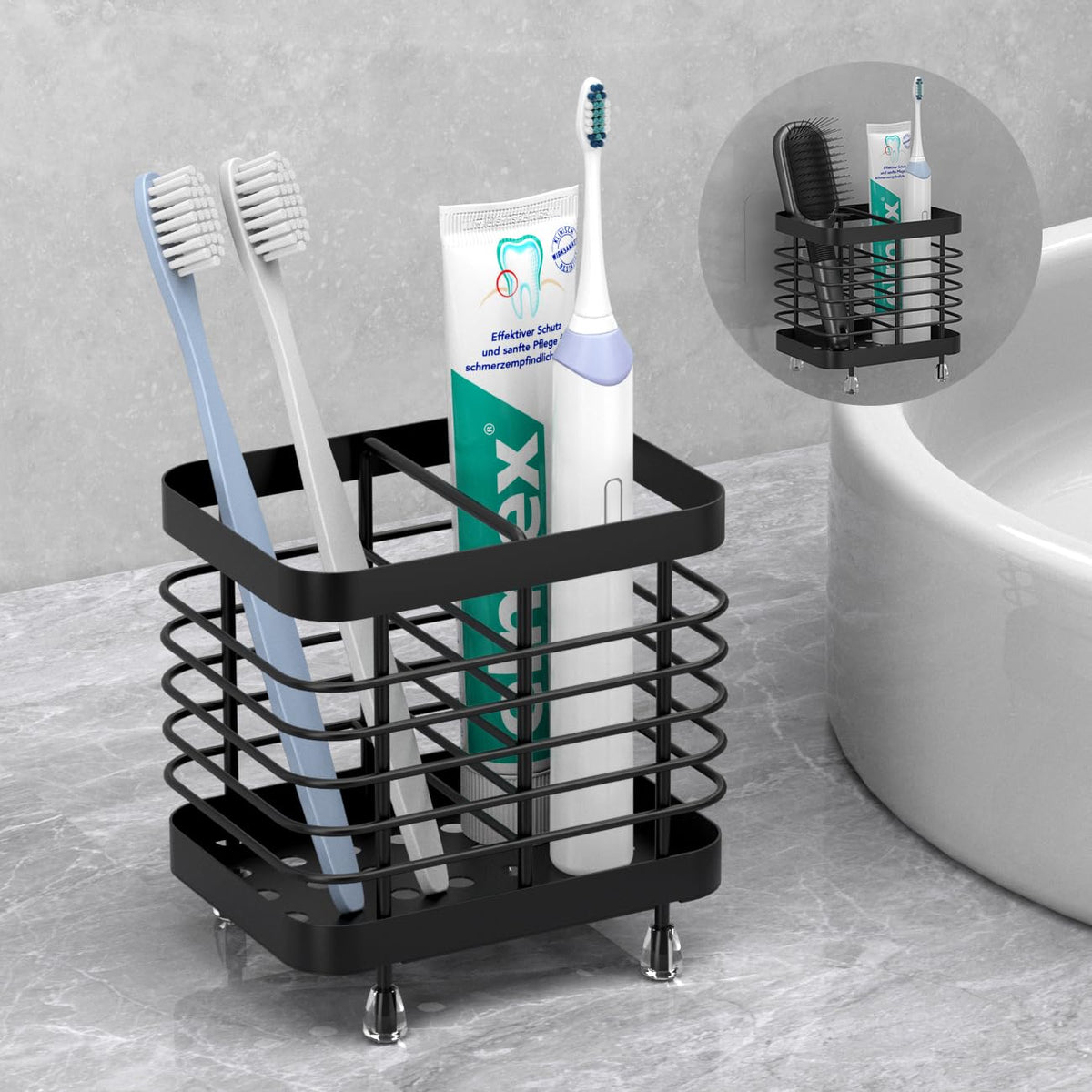 Luxspire Toothbrush Holders for Bathroom, Stainless Steel, 2 Slots, Silver