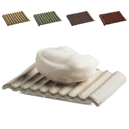 Zoeeker Self Draining Soap Dish, Ceramic Bar Soap Holder with Drainage