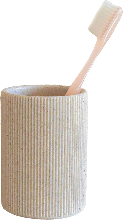 Small Sand Beige Toothbrush Holder for Bathroom Countertop, 7oz