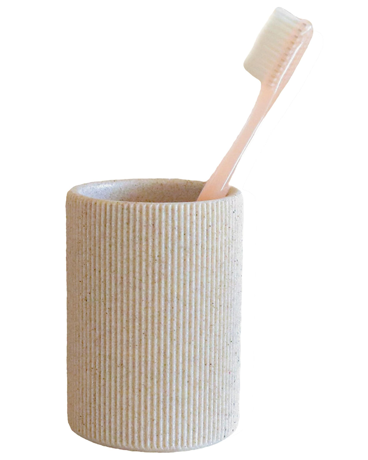 Small Sand Beige Toothbrush Holder for Bathroom Countertop, 7oz