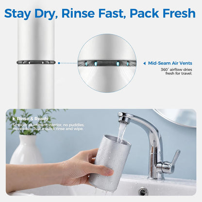 Aluminum Toothbrush Travel Case, Travel Toothbrush and Toothpaste Holder, Portable Toothbrush Mouthwash Cup Holder with Cover for Traveling, Bathroom, Camping, Business Trip-1Pack Silver