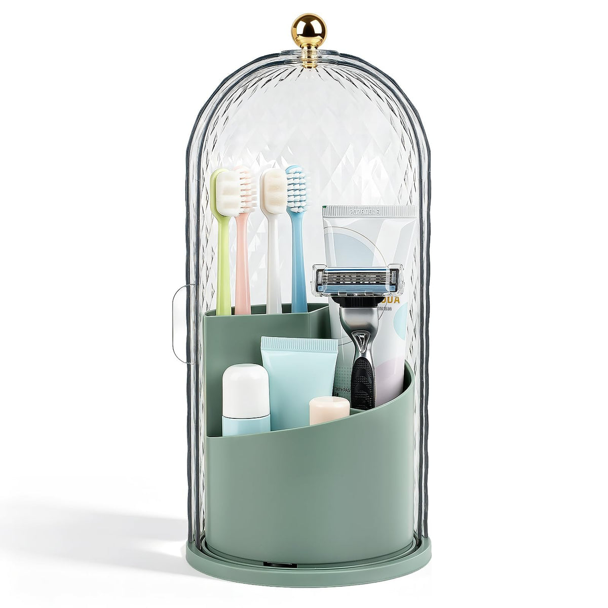 Toothbrush Holder with Cover for Bathroom Countertop, Organizer, White