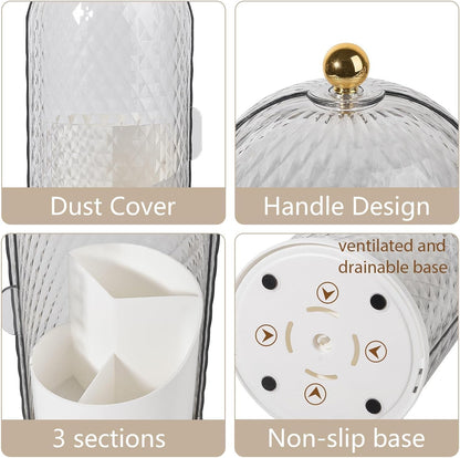 Toothbrush Holder with Cover for Bathroom Countertop, Organizer, White