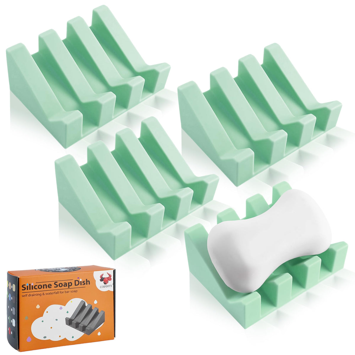 Self Draining Soap Dish Holder,Silicone Soap Dish,for Bathroom,Kitchen, Sponges，Can Extend Soap Life，Keep Soap Bars Dry and Easy Cleaning (Black,1-Pack)