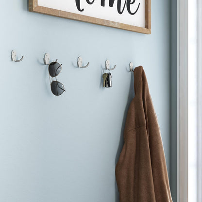 Franklin Brass (5-Pack) Double Wall Hooks 2-Prong Coat/Hat Matte Nickel Hooks for Hanging Wall Mount Hanger Clothes, Purse, Bag, Towel Organization Decorative Wall Hooks FBDPRH5-MN-C