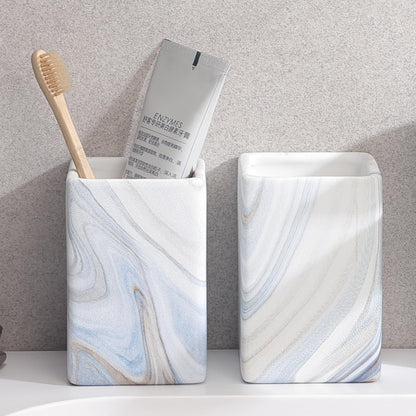 Ceramic Black Square Toothbrush Holder for Bathrooms - 1 Cup Square Toothbrush Toothpaste Holders, Bathroom Tumbler Cup Reusable Toothbrush Mouthwash Cup, Bathroom Counter Organizer.