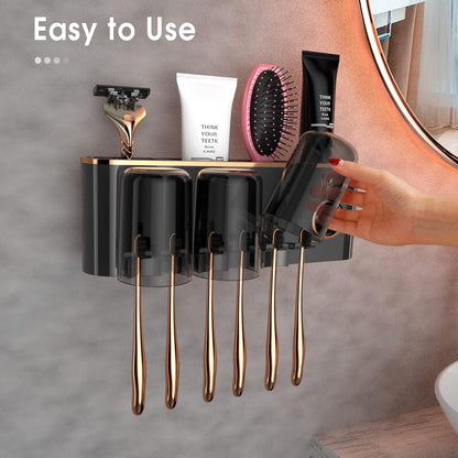 iHave Toothbrush Holders for Bathrooms Wall Mounted with Dispenser & 3 Cups