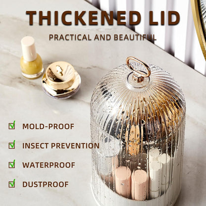 Rotate Toothbrush Holder with Cover, Transparent PC Cosmetic Makeup Organizer, Countertop Vanity Storage Caddy, Dustproof Enclosed Box for Toothbrush, Toothpaste & Toiletries