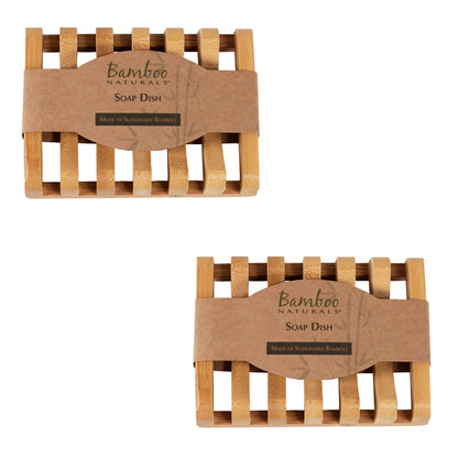 Bamboo Naturals Bar Soap Dish for Sink or Shower, Odor Resistant Tray, Sustainable Bamboo Wood Holder, Great for Bathrooms and Kitchens