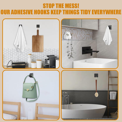 Honmein 6 Pcs Adhesive Wall Hooks for Hanging - Waterproof Shower Hooks