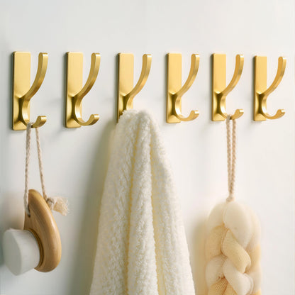 pickpiff Adhesive Wall Hooks for Coat/Towel, Hold 13LB, Gold 4 Pack