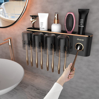 iHave Toothbrush Holders for Bathrooms Wall Mounted with Dispenser & 3 Cups