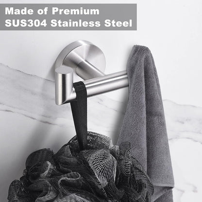 Towel Hooks for Bathrooms,Towel Hook for Kitchen Bathroom,SUS304 Stainless Steel Coat Hook,Heavy Duty Double Holder Robe Hooks for Hanging Towels,Coats,Sponges,Clothes,Wall Mount,Brushed Nickel,2 Pack