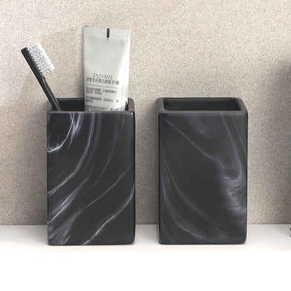 Ceramic Black Square Toothbrush Holder for Bathrooms - 1 Cup Square Toothbrush Toothpaste Holders, Bathroom Tumbler Cup Reusable Toothbrush Mouthwash Cup, Bathroom Counter Organizer.