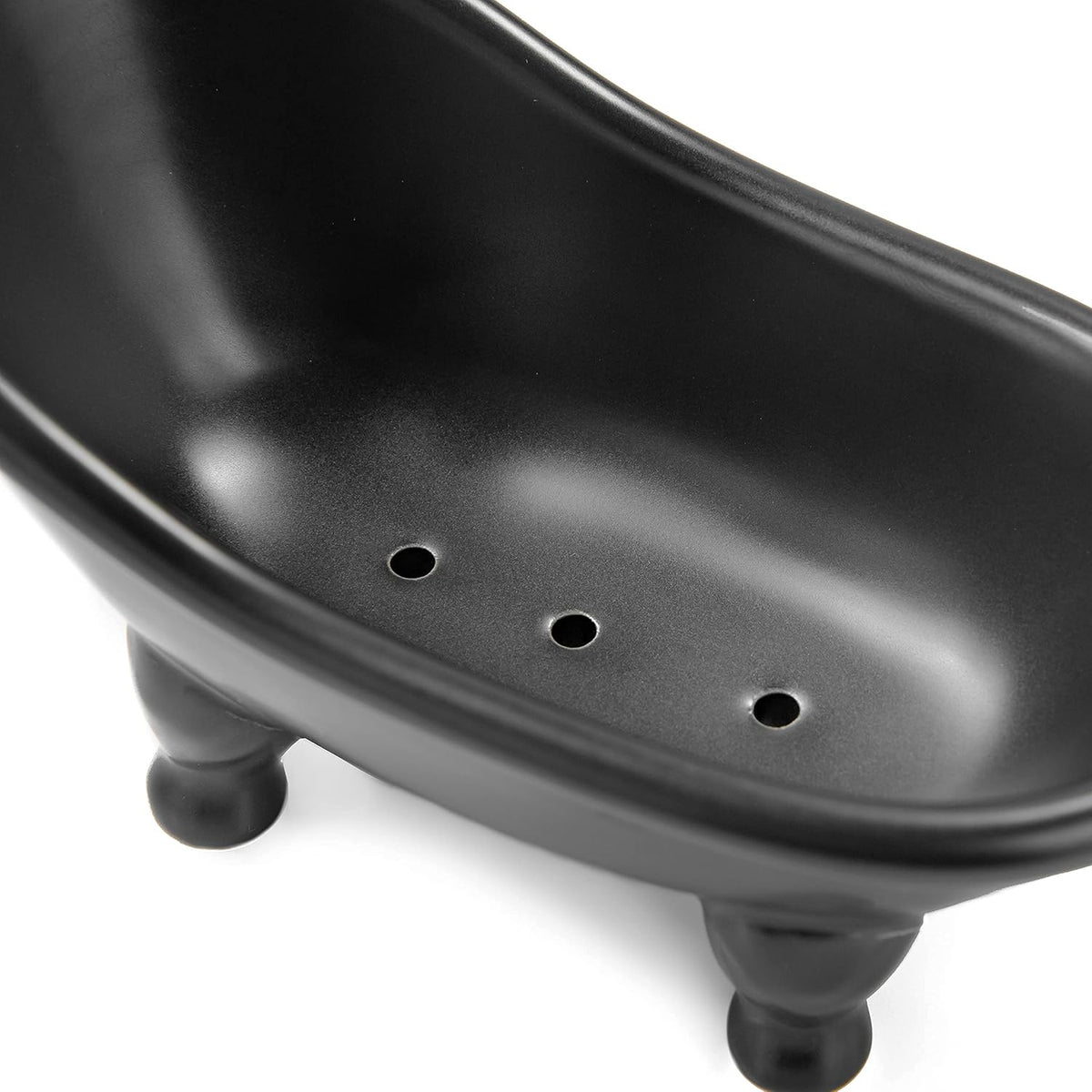 Soap Dish, Ceramic Soap Holder with Drainage for Shower, 1 Pack Bar Soap Tray, Keep Soap Dry & Easy Clean, Sponge Holder for Bathroom, Bathtub Kitchen Sink (Black)