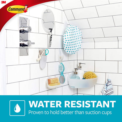 Command Large White Bath Hooks, 3 Hooks, 3 Strips