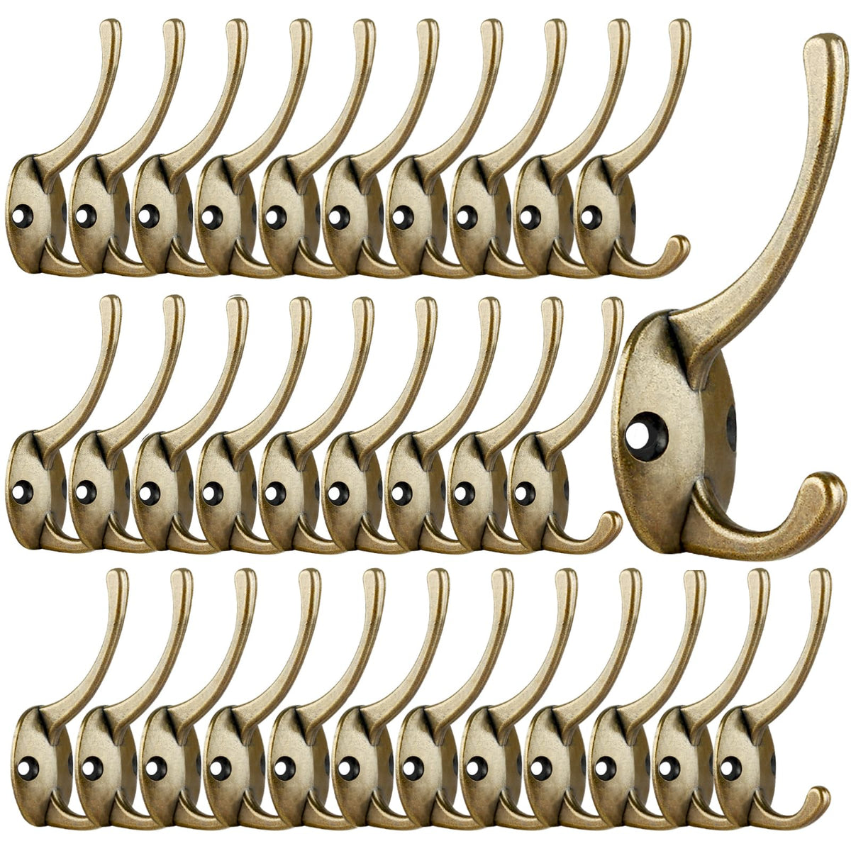 IBosins 12 Pack Black Double Coat Hooks Wall Mounted with 24 Screws