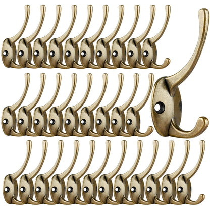 IBosins 12 Pack Black Double Coat Hooks Wall Mounted with 24 Screws