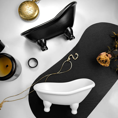 Soap Dish, Ceramic Soap Holder with Drainage for Shower, 1 Pack Bar Soap Tray, Keep Soap Dry & Easy Clean, Sponge Holder for Bathroom, Bathtub Kitchen Sink (Black)