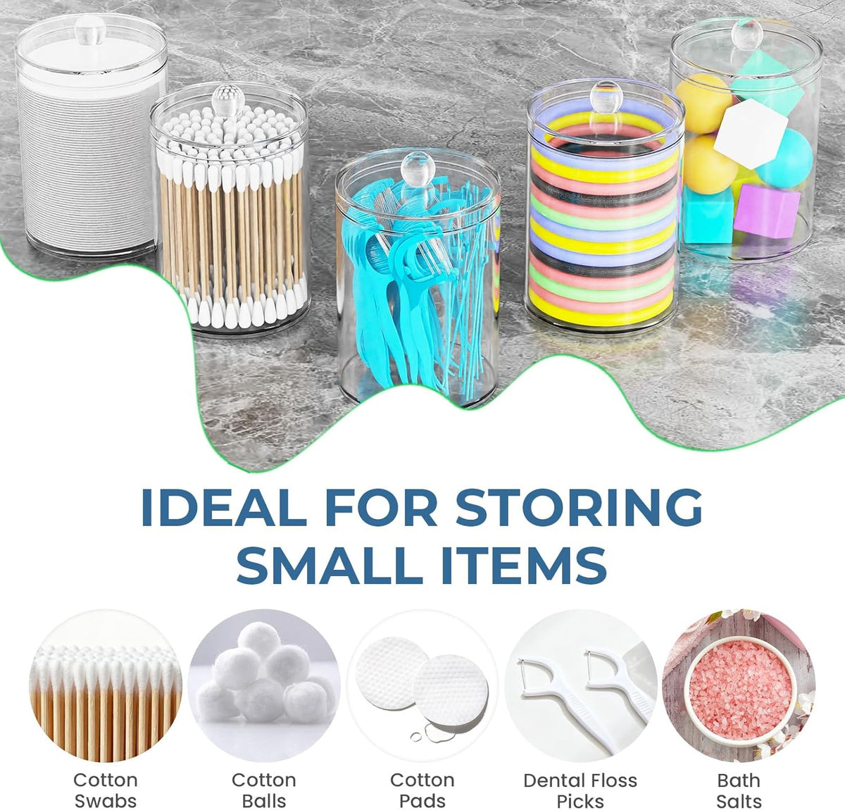 Bathroom Counter Organizers and Storage with 3 PCS Qtip Holder (White)