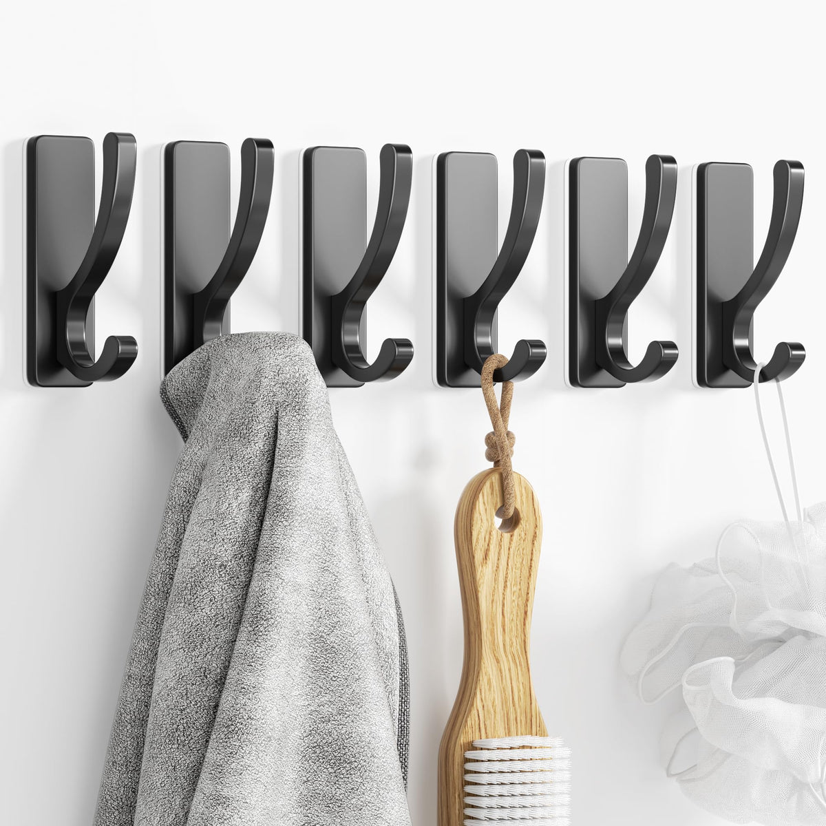 pickpiff Adhesive Wall Hooks for Coat/Towel, Hold 13LB, Gold 4 Pack