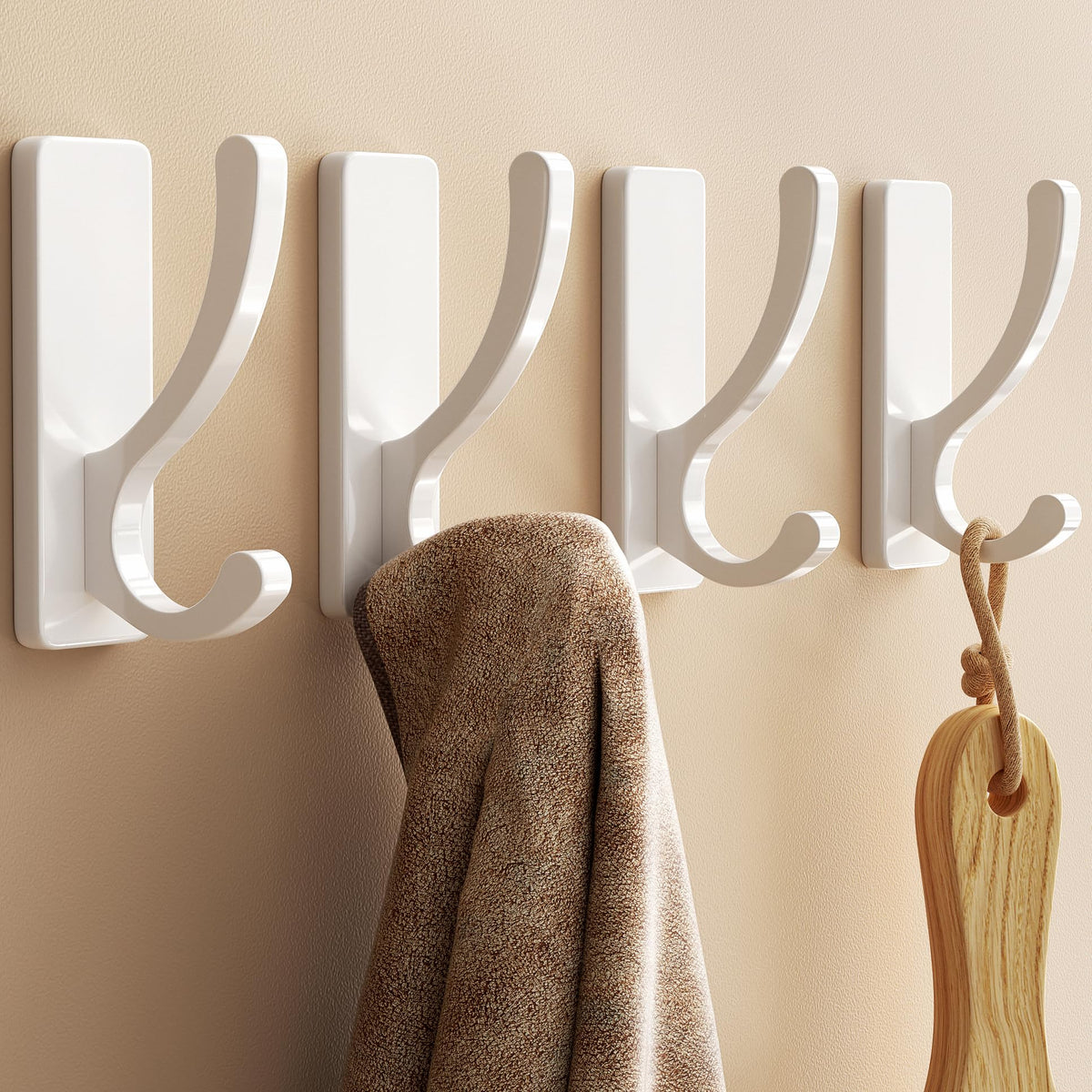 pickpiff Adhesive Wall Hooks for Coat/Towel, Hold 13LB, Gold 4 Pack