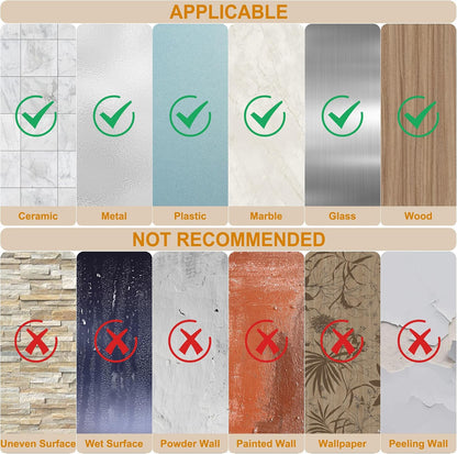 Honmein 6 Pcs Adhesive Wall Hooks for Hanging - Waterproof Shower Hooks